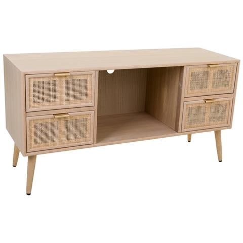 Mobile Basso In Legno E Rete Marrone 120x42x60h - Foto 1