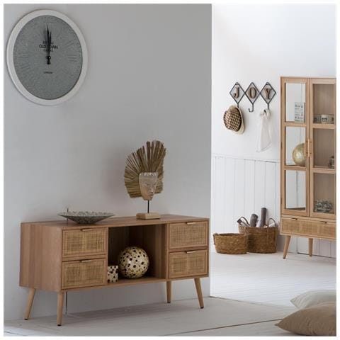 Mobile Basso In Legno E Rete Marrone 120x42x60h - Foto 2