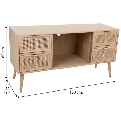 Mobile Basso In Legno E Rete Marrone 120x42x60h - Foto 8