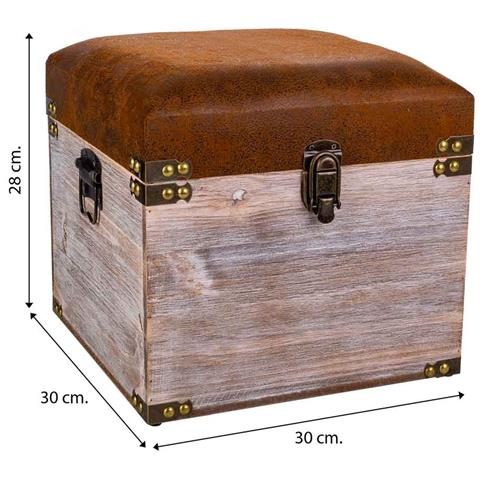 Sgabello Con Cassetti In Legno E Similpelle Marrone 30x30x28h - Foto 8