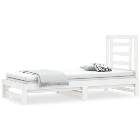 Dormeuse Estraibile Bianca 2x (90x190) cm Legno Massello di Pino - Foto 1