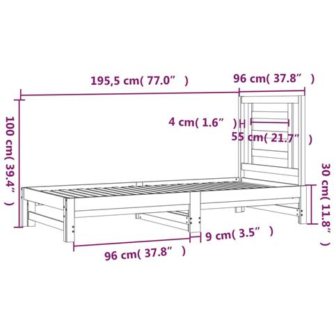 Dormeuse Estraibile Bianca 2x (90x190) cm Legno Massello di Pino - Foto 8
