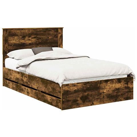 Struttura del letto con cassetto Rovere fumé 135 x 190 cm - Foto 1