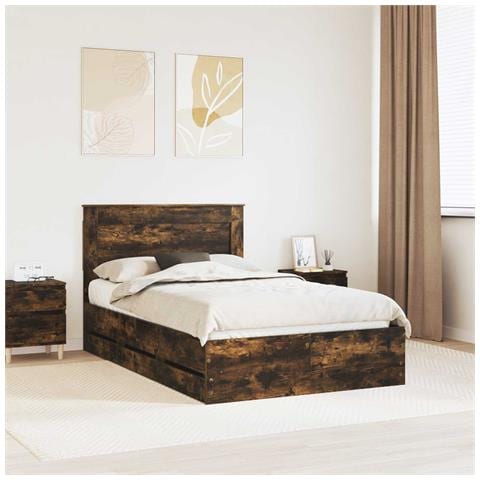 Struttura del letto con cassetto Rovere fumé 135 x 190 cm - Foto 2