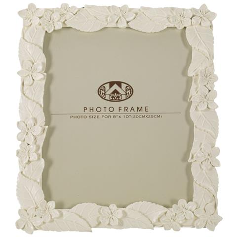 Cornice Portafoto Leaf In Resina Crema Con Foglie E Fiori 20x25 - Foto 2