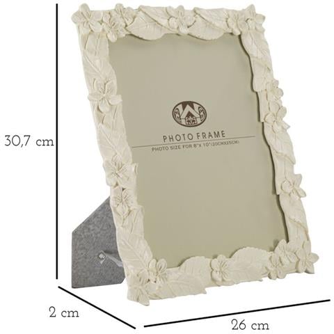 Cornice Portafoto Leaf In Resina Crema Con Foglie E Fiori 20x25 - Foto 6