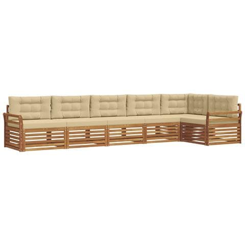 Set di divani da esterno con cuscino 6 pcs Naturale e Beige - Foto 1