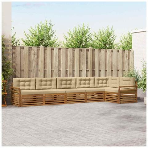 Set di divani da esterno con cuscino 6 pcs Naturale e Beige - Foto 2