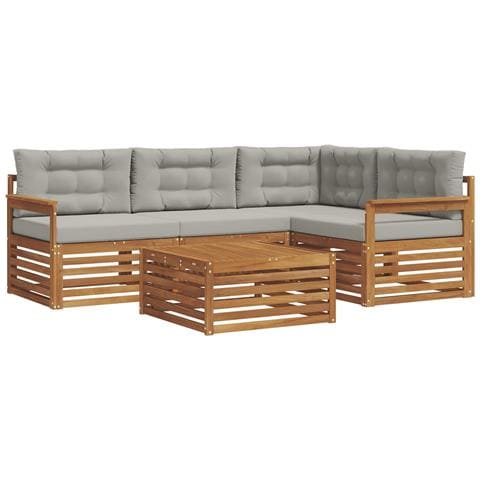 Set di divani da esterno 5 pcs Grigio Naturale e Chiaro - Foto 1