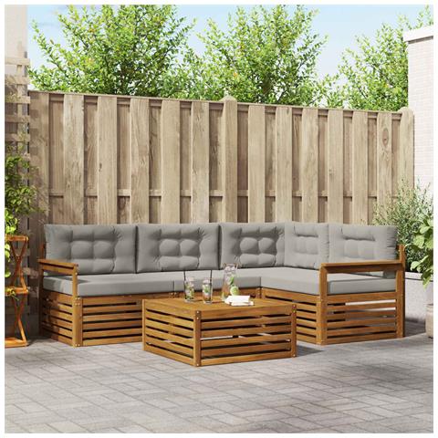 Set di divani da esterno 5 pcs Grigio Naturale e Chiaro - Foto 2