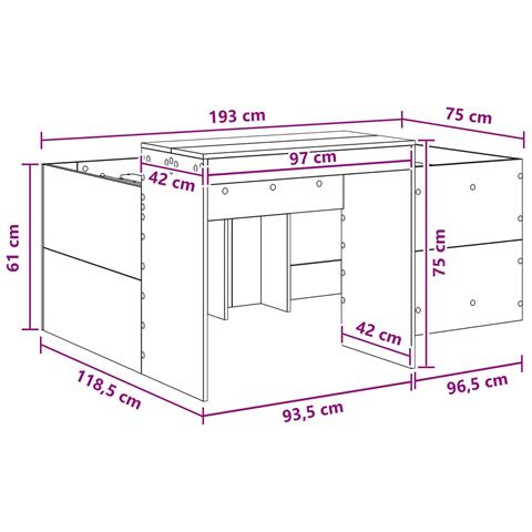 Letto alto per bambini con scrivania Bianco 75 x 190 cm - Foto 9