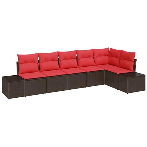 Set Divano da Giardino con cuscino 6 pcs Marrone polyrattan - Foto 1