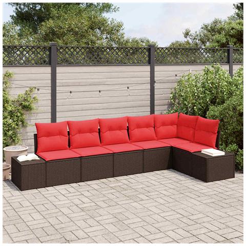 Set Divano da Giardino con cuscino 6 pcs Marrone polyrattan - Foto 2