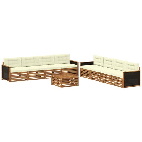Set di divani da esterno 9 pcs Naturale e Crema Poliestere - Foto 1