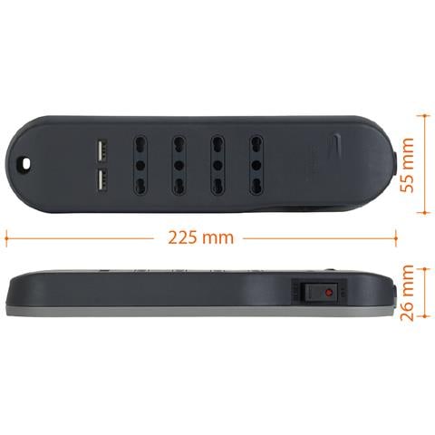 Slim prolunghe e multiple 1,5 m 4 presa (e) AC Interno Grigio - Foto 2