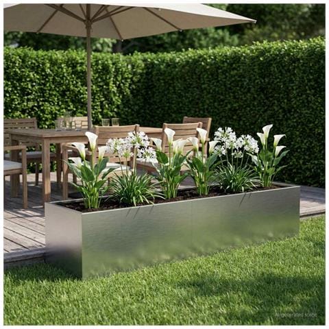 Vaso da giardino Argento 280 x 80 x 60 cm Acciaio Inox - Foto 2