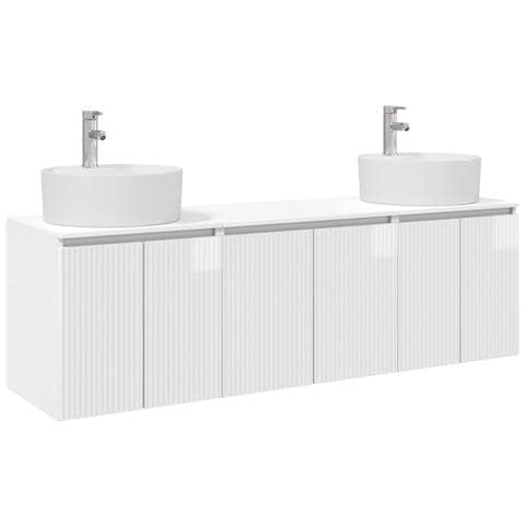 Set di Armadi da Bagno 3 pz Bianco Lucido 49,5 x 44,5 x 65 cm - Foto 1