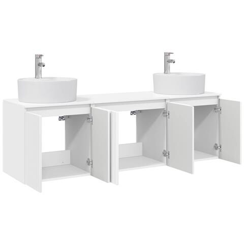 Set di Armadi da Bagno 3 pz Bianco Lucido 49,5 x 44,5 x 65 cm - Foto 2