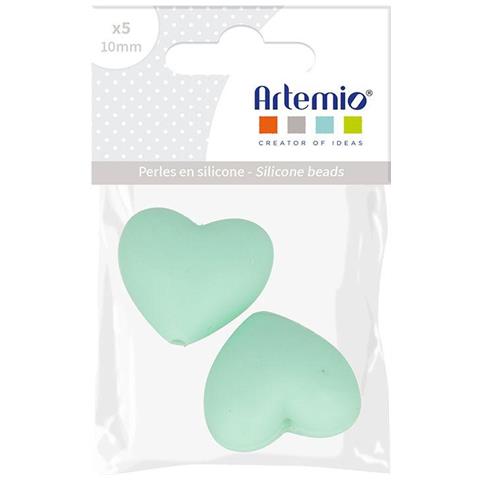 Perlina Di Silicone Forma Di Cuore X 2 - 29 X 19 X 12 Mm - Verde Acqua - Foto 4