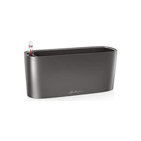 Delta 10 Auto Watering Planter Piccolo Fiore Vaso Da Fiori Coperta Planter Tabella Senza Drenaggio Foro Con Substrato Per Piante Poly Resina H13 L30 W11 Cm Antracite Metallizzato - Foto 1