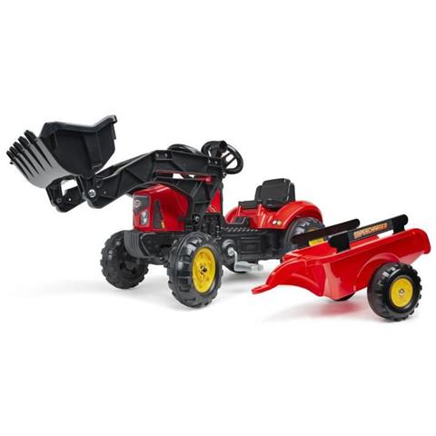 Trattore A Pedali Supercharger Rosso Con Cofano Apribile E Rimorchio - Foto 1