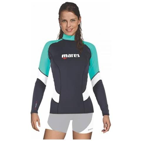 Rash Guard Manica Lunga Donna Nero / acquamarina 2 - Foto 1