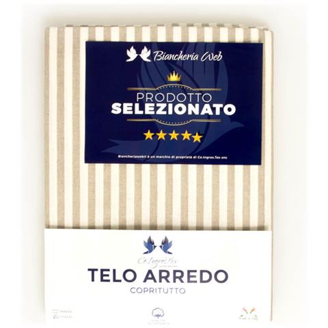 Telo Arredo Granfoulard Copritutto Cotone Made Italy Vari Disegni Arredatutto Copriletto Multiuso 2 Piazze Bastoncino Beige - Foto 5