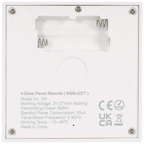 Telecomando Rf Per Regolatori Led Rgb + Cct 4 Zone B4 86x86x16 Mm Vetro - Foto 1