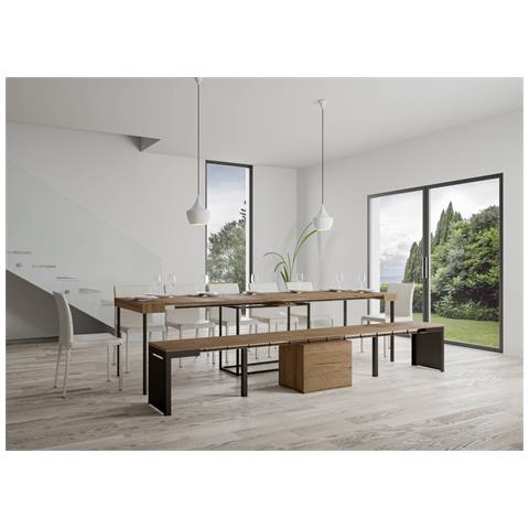 Panca Allungabile 55x40/305 Cm Walk Telaio Antracite - Quercia Natura - Foto 2