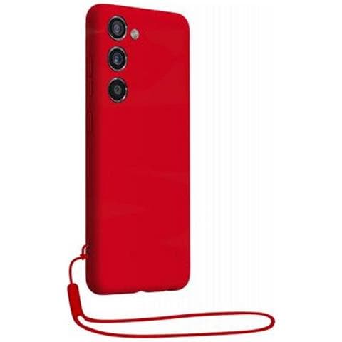 Cover Silicone Per Samsung S23 5g Con Cordino Da Polso Abbinato, Rosso - Foto 1