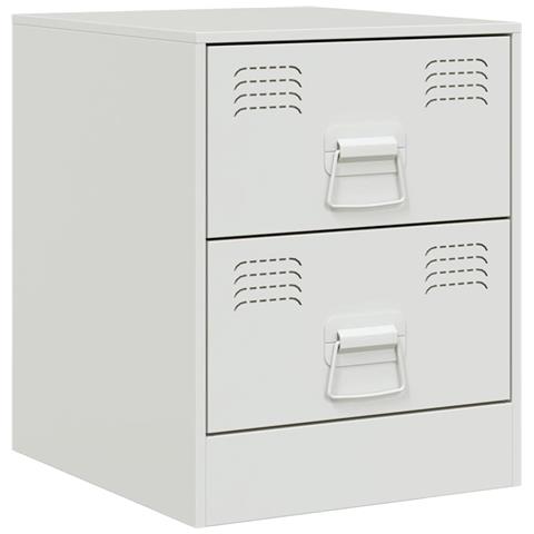 Comodino Bianco 34,5x39x44 cm in Acciaio - Foto 1