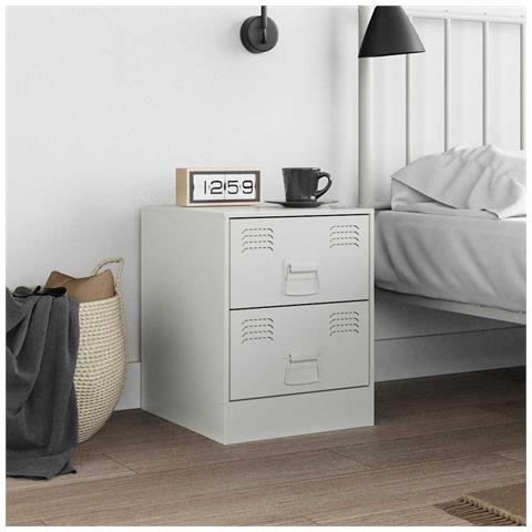 Comodino Bianco 34,5x39x44 cm in Acciaio - Foto 10