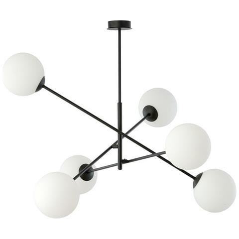 Lampada A Sospensione Linear - Nero, Bianco - Acciaio Verniciato A Polvere, Vetro - 102x51x102 Cm - Foto 1