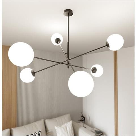 Lampada A Sospensione Linear - Nero, Bianco - Acciaio Verniciato A Polvere, Vetro - 102x51x102 Cm - Foto 2