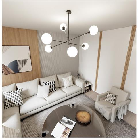 Lampada A Sospensione Linear - Nero, Bianco - Acciaio Verniciato A Polvere, Vetro - 102x51x102 Cm - Foto 8