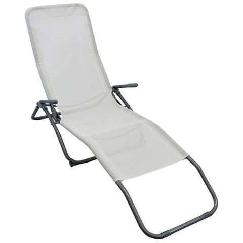 Sdraio Lettino Da Spiaggia In Acciaio E Textilene Con Braccioli Mayo - White - Foto 1