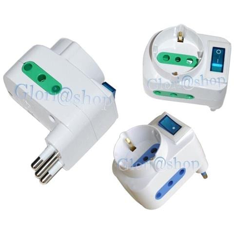 Adattatore Multipresa Interruttore On /off 2 Spina Italiana 10a Schuko Max 1500 W - Foto 1