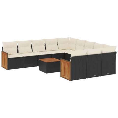 Set Divani Da Giardino 12 Pz Con Cuscini Nero In Polyrattan - Foto 2