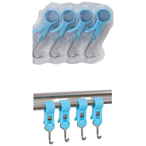 4 Pezzi Morsetti Per Tubi In Plastica, Porta Asciugamani Da Bagno Regolabili (medi) Blue L - Foto 1