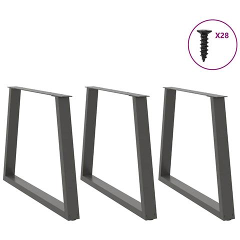 Gambe Tavolo Pranzo A V 3 Pz Antracite 100x(72-73,3)cm Acciaio - Foto 3