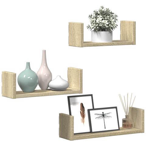 Mensole A Muro 3 Pz Rovere Sonoma In Truciolato - Foto 3