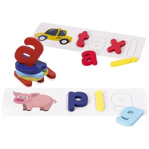 Gioco Di Ortografia Avanzato In Inglese Con Gettoni Di Animali, Frutta E Oggetti. Lettere In Legno. Include Lavagna Bianca E Pennarello Con Cancellino. - Foto 5
