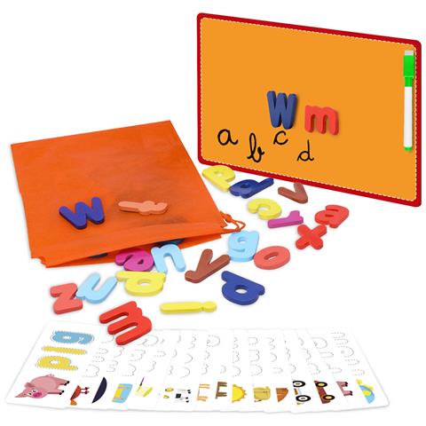 Gioco Di Ortografia Avanzato In Inglese Con Gettoni Di Animali, Frutta E Oggetti. Lettere In Legno. Include Lavagna Bianca E Pennarello Con Cancellino. - Foto 1