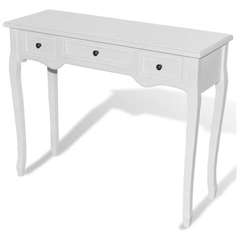 Lusso Casadino - Tavolo Consolle Da Trucco Con 3 Cassetti Bianco - Foto 1