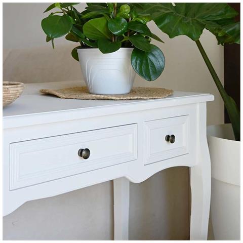 Lusso Casadino - Tavolo Consolle Da Trucco Con 3 Cassetti Bianco - Foto 2