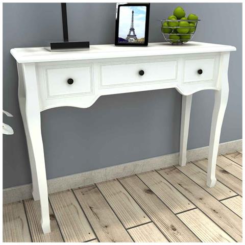 Lusso Casadino - Tavolo Consolle Da Trucco Con 3 Cassetti Bianco - Foto 8