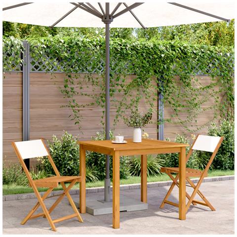 Lusso Casadino -  Sedie Bistrò 2pz Bianco Crema Legno Massello Acacia E Tessuto - Foto 2