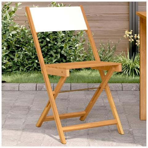 Lusso Casadino -  Sedie Bistrò 2pz Bianco Crema Legno Massello Acacia E Tessuto - Foto 8