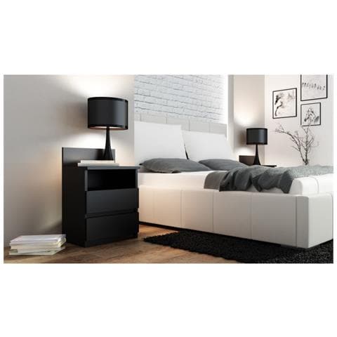 M1 CZARNA MAT comodino 2 cassetto /cassetti Nero - Foto 2