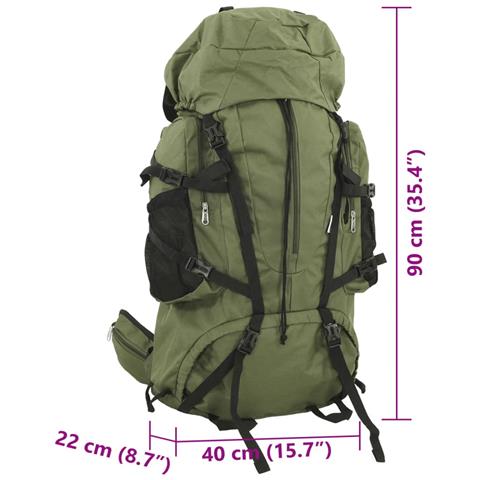 Zaino da Trekking Verde Militare 100 L in Tessuto Oxford - Foto 8